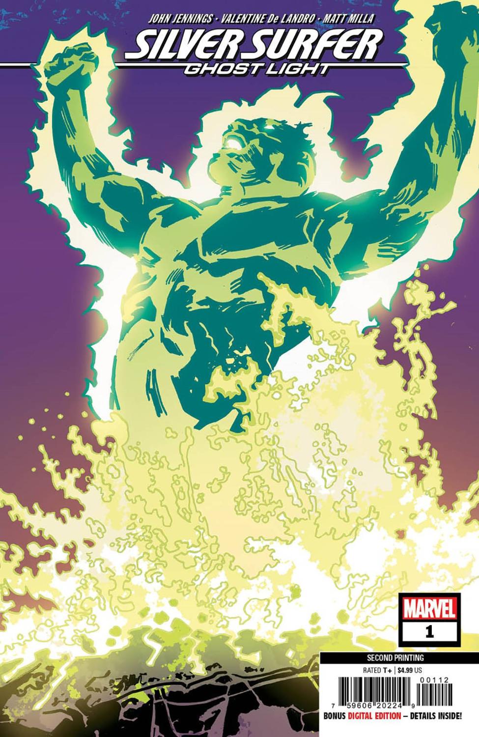 SILVER SURFER GHOST LIGHT #1 2ND PRINTING VALENTINE DE LAND