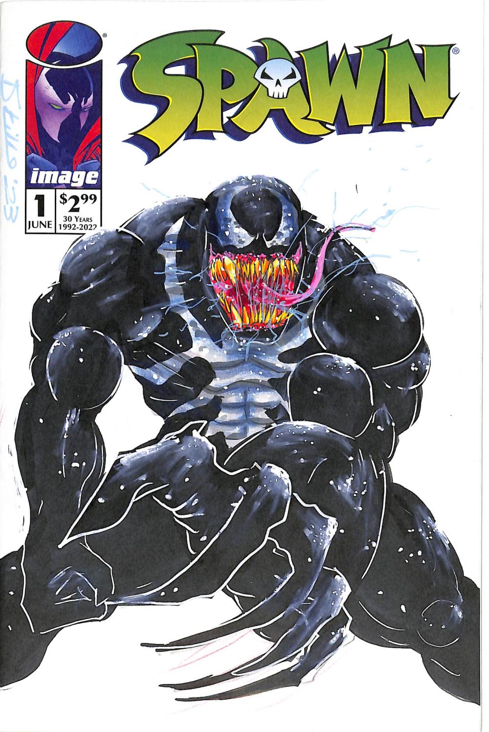 SPAWN #1 DAN STILLO VENOM SKETCH COVER