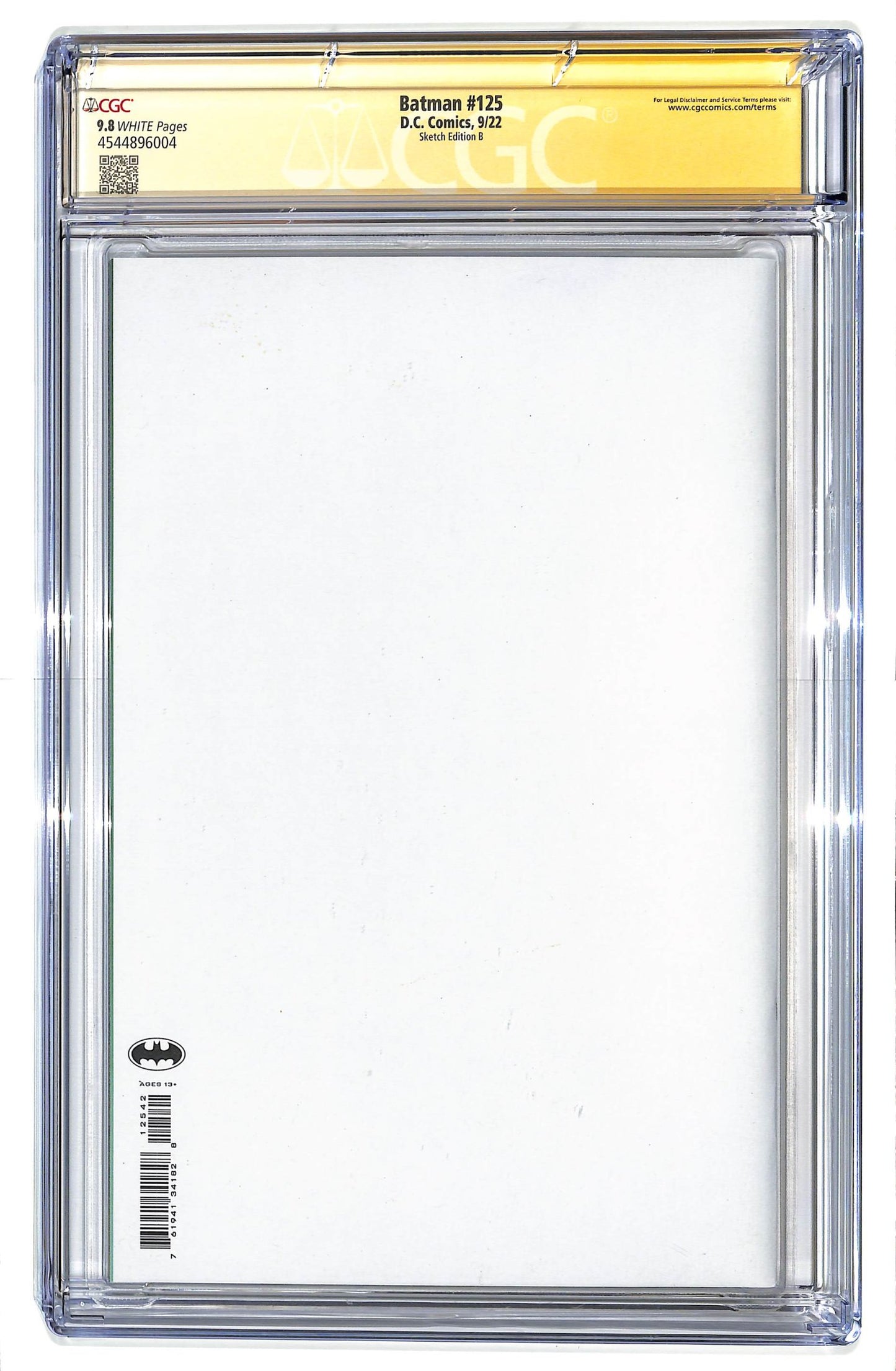Batman 2016 #125 Blank Cardstock Variant Cover Signed by Chip Zdarsky - CGC 9.8 - $175.00