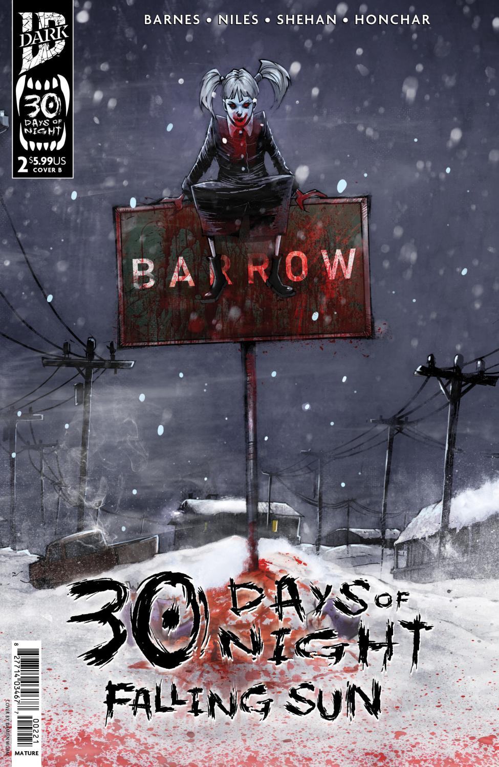 30 DAYS OF NIGHT FALLING SUN #2 CVR B DAMIEN WORM VAR