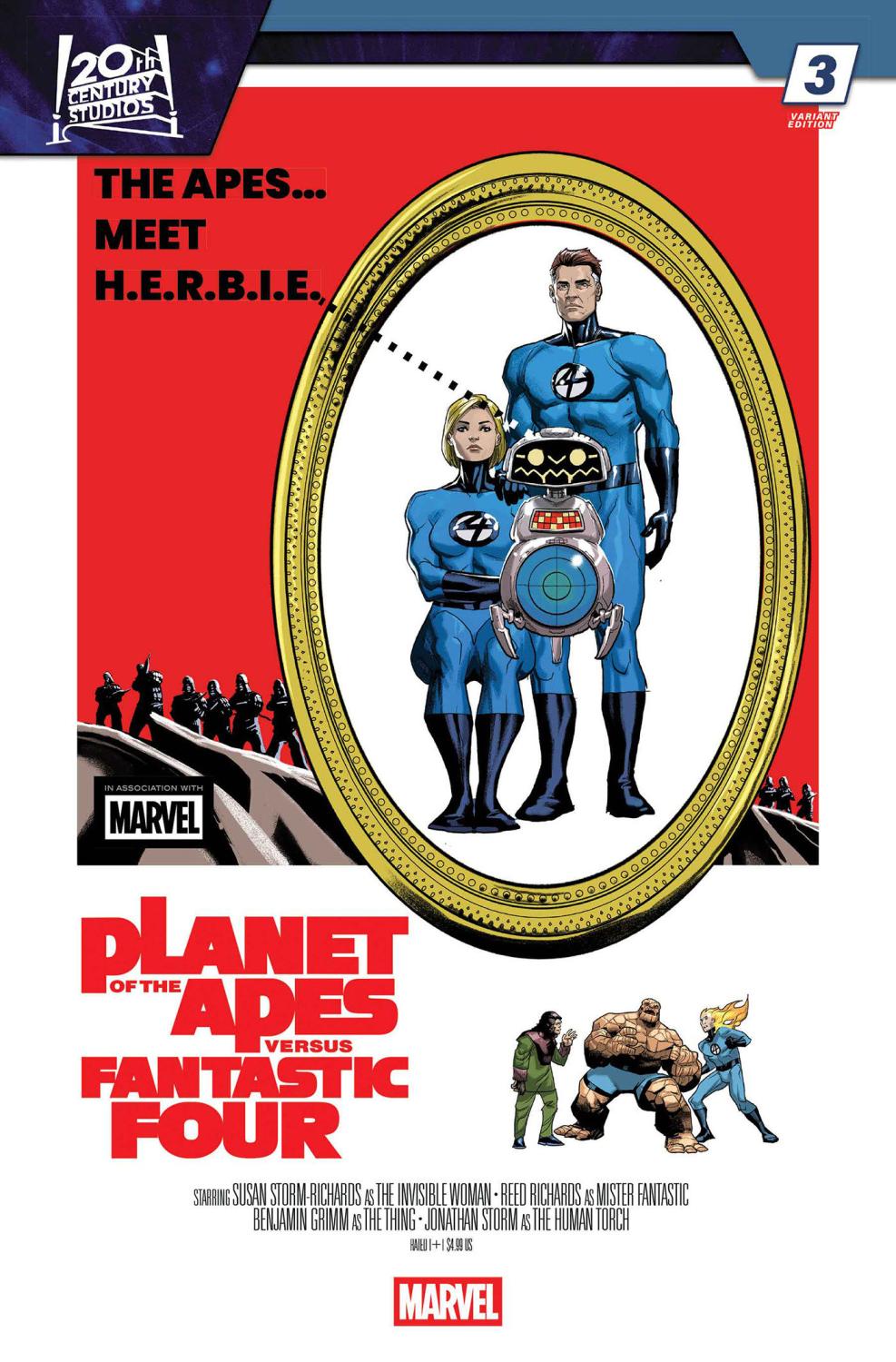 PLANET OF THE APES VS FANTASTIC FOUR #3 CVR C PETE WOODS MOVIE HOMAGE VAR