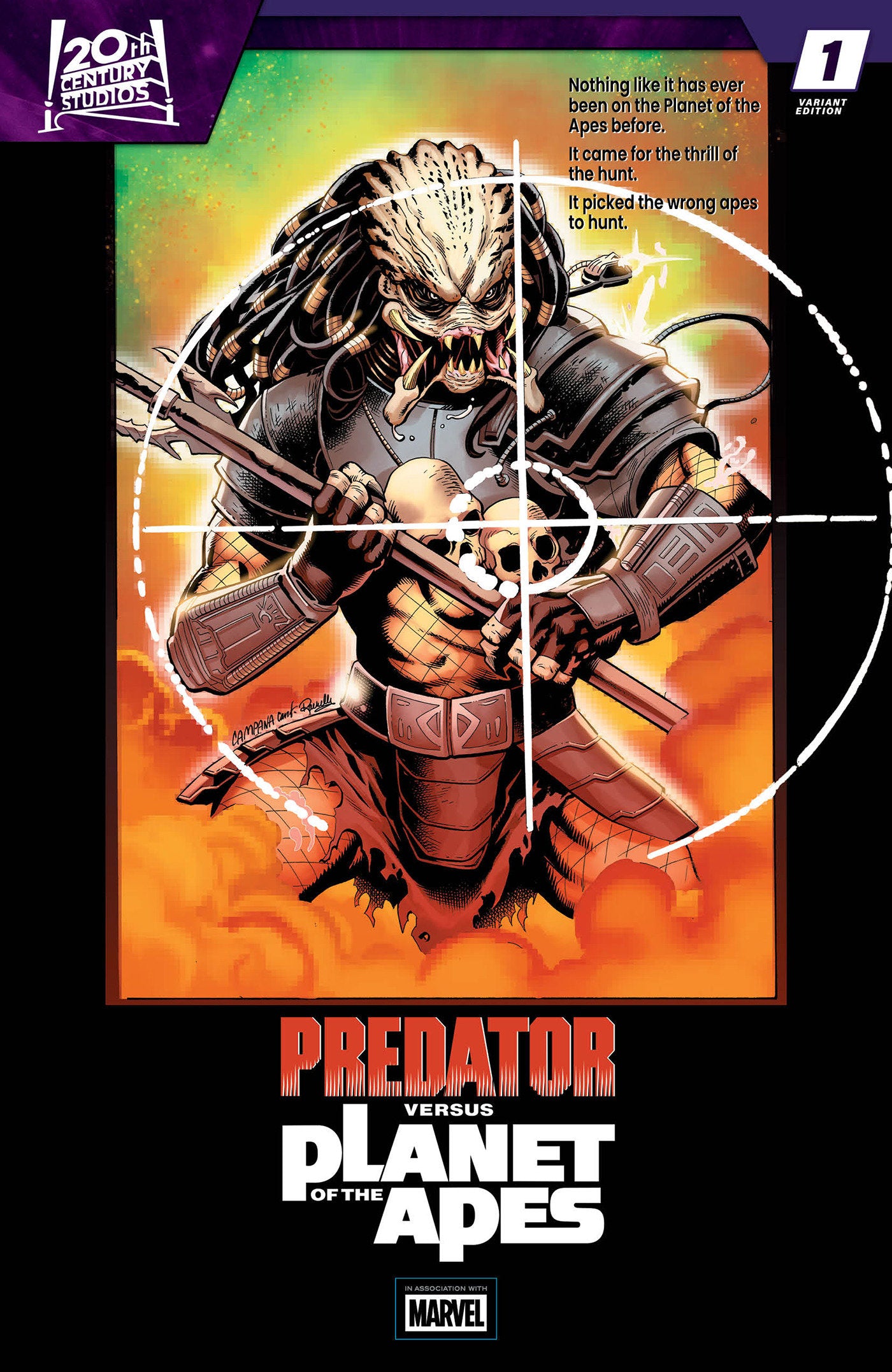 PREDATOR VS THE PLANET OF THE APES #1 CVR C CHRIS CAMPANA MOVIE POSTER HOMAGE VAR