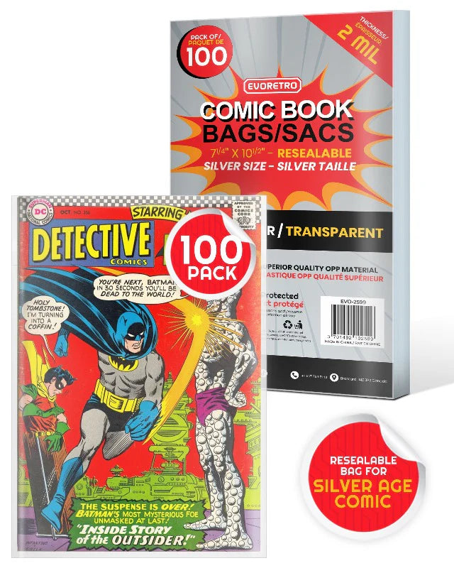 EVORETRO RESEALABLE SILVER AGE COMIC BAGS