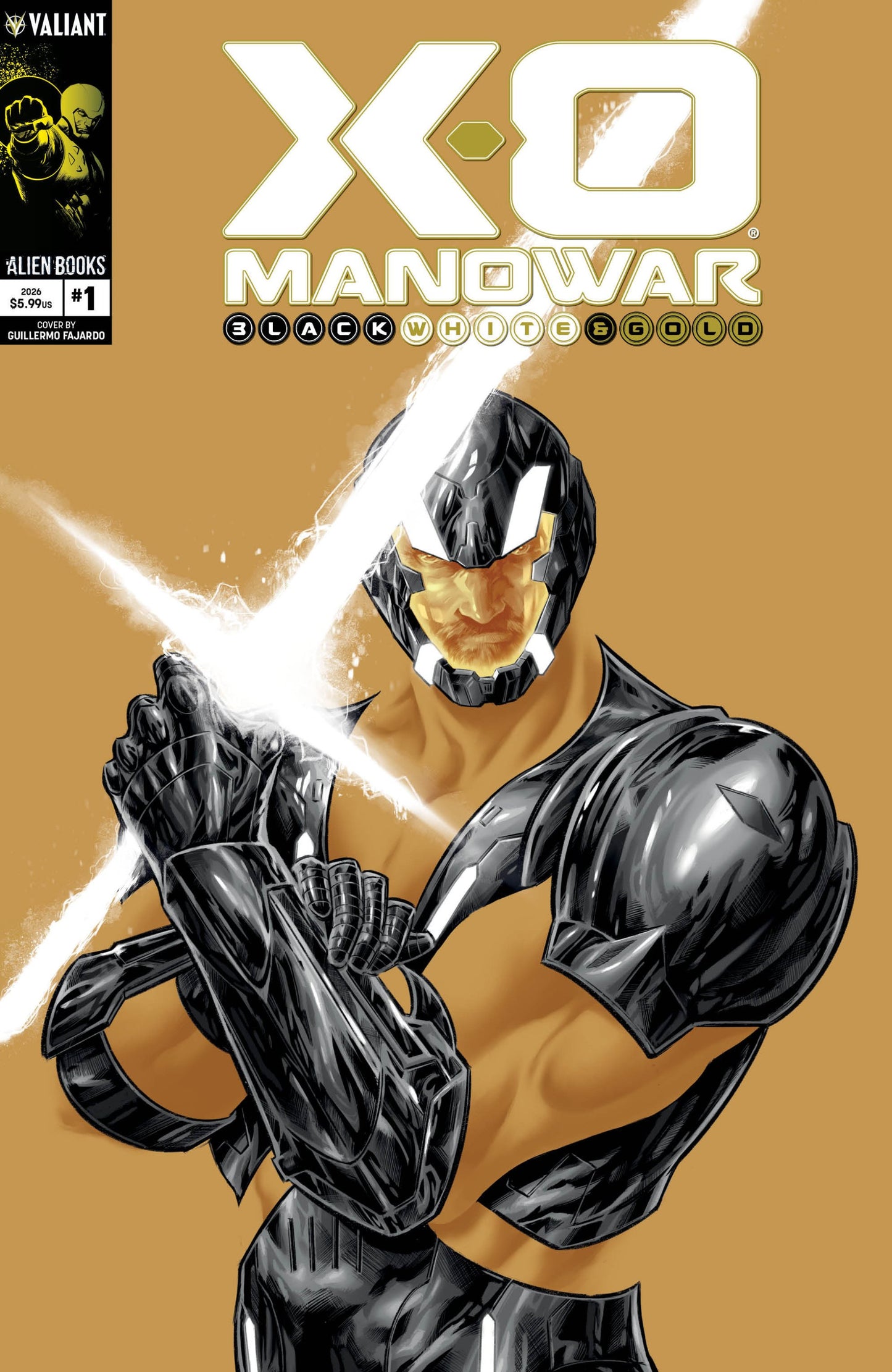 X-O MANOWAR BLACK WHITE AND GOLD #1 COVER A FAJARDO CVR A