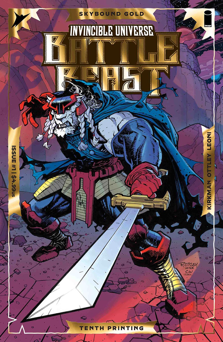 INVINCIBLE UNIVERSE BATTLE BEAST #1 10TH PRINTING CVR A RYAN OTTLEY & ANNALISA LEONI EMBOSS & GOLD FOIL VAR
