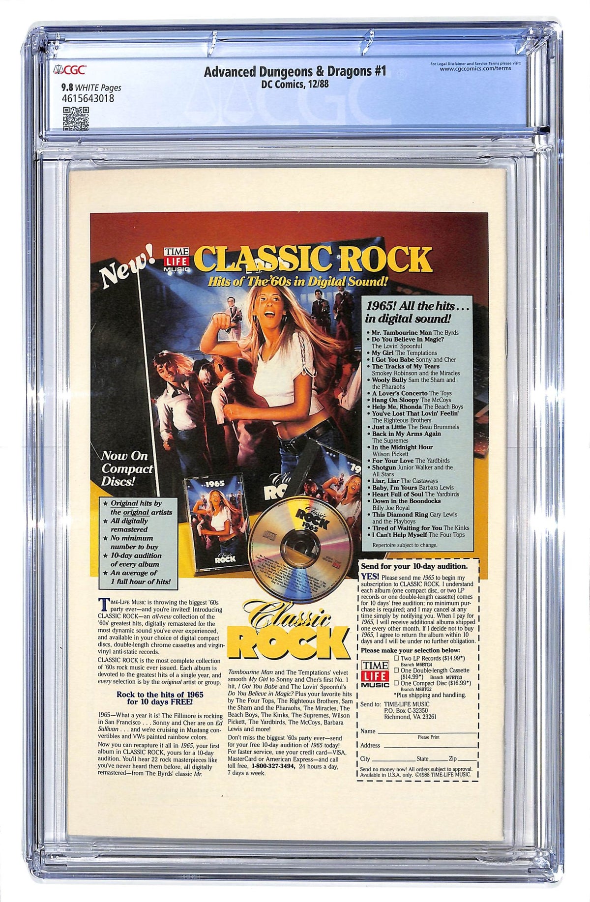 Advanced Dungeons & Dragons Comic Book 1988 #1 Direct ed. - CGC 9.8 - $165.00