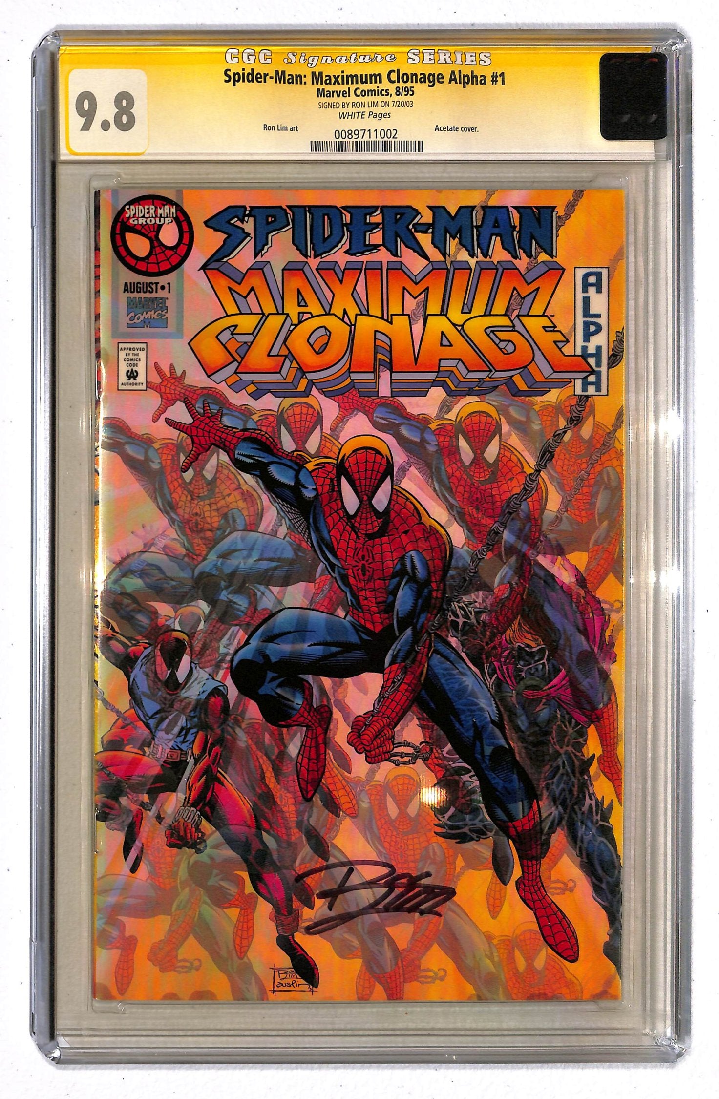 Spider-Man: Maximum Clonage Alpha 1995 #1 Signed by Ron Lim - back issue - $150.00