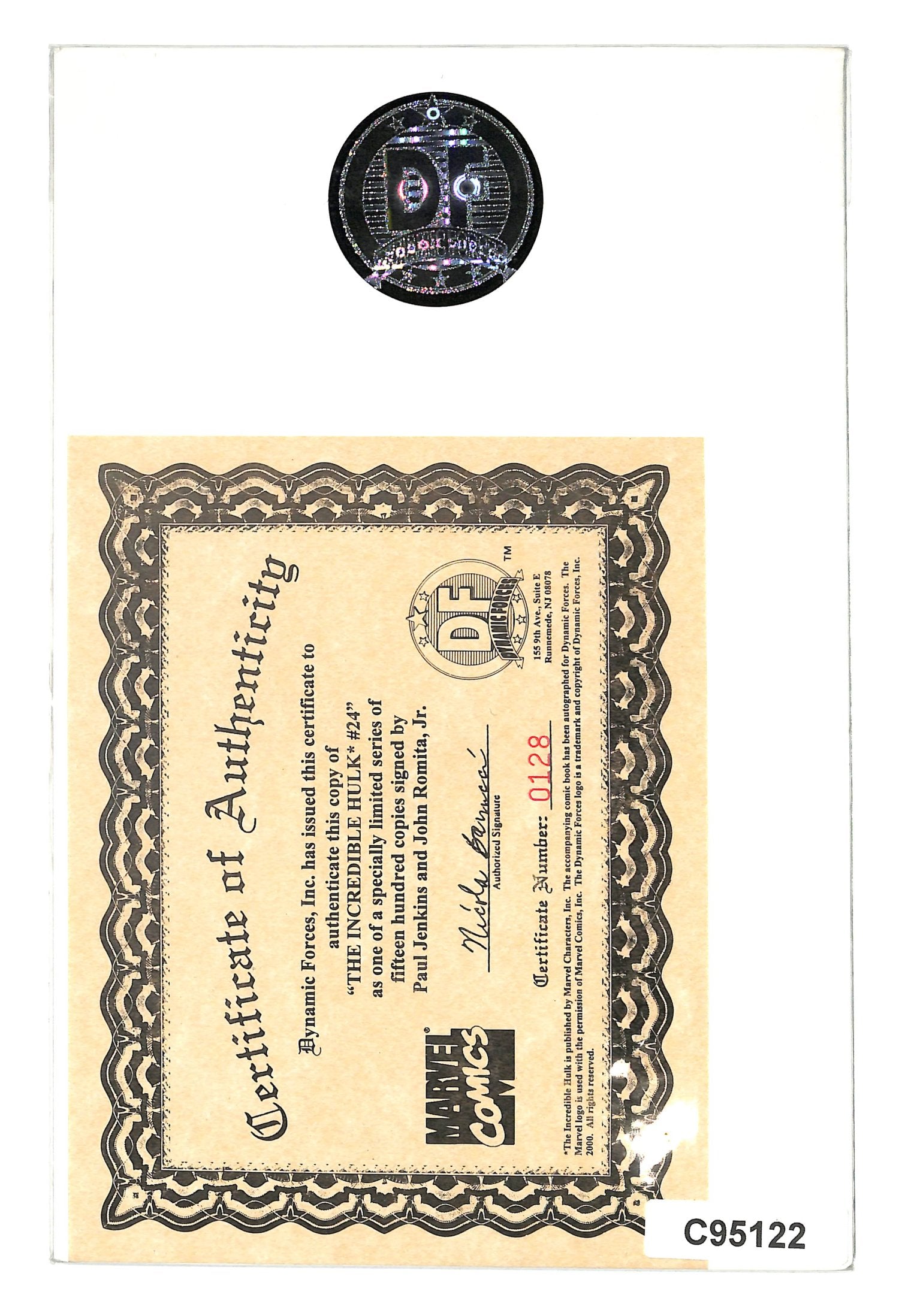 Incredible Hulk 2000 #24 Direct Edition Signed by Paul Jenkins & John Romita Jr. - back issue - $30.00
