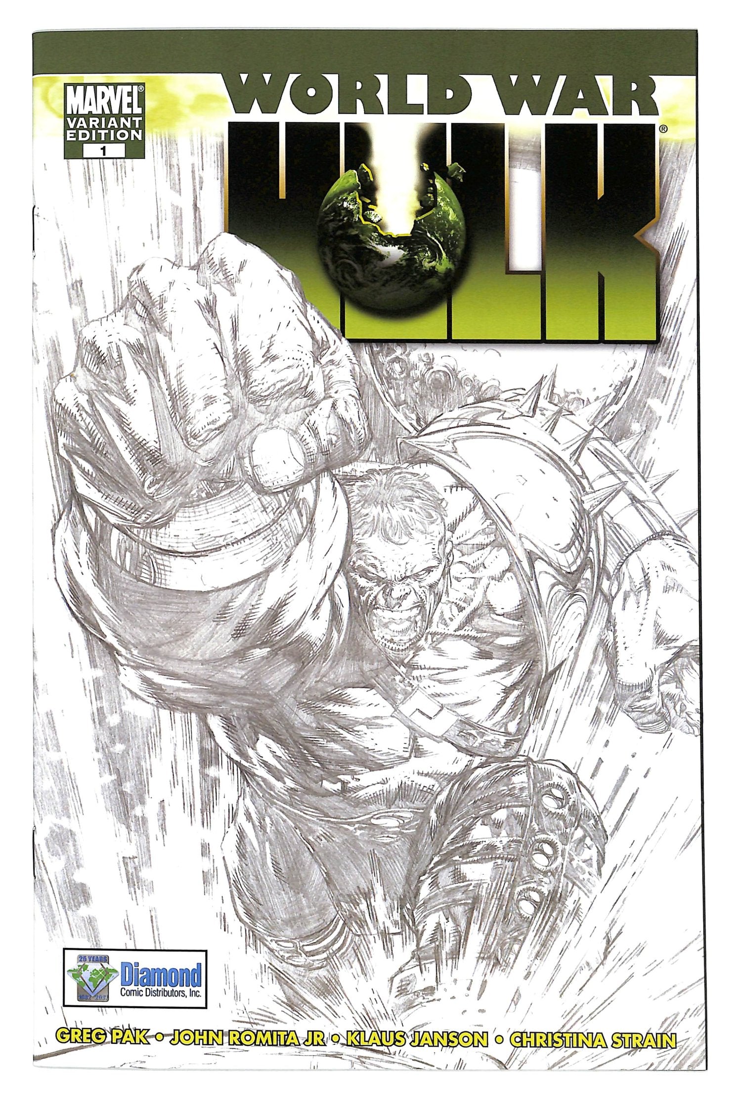 World War Hulk 2007 #1 Diamond Distributors Exclusive Sketch Variant by David Finch - back issue - $25.00