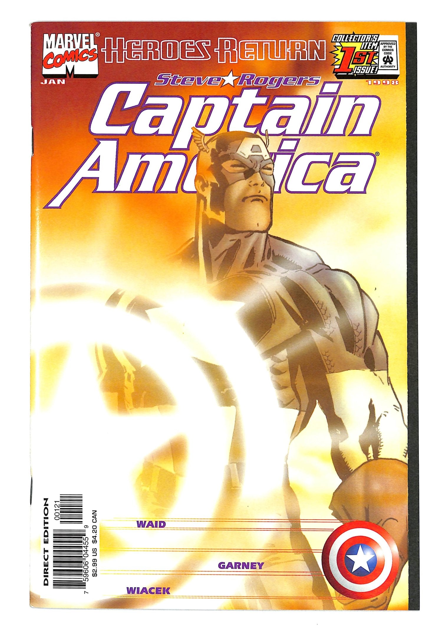 Captain America 1998 #1 Sunburst Variant - back issue - $10.00