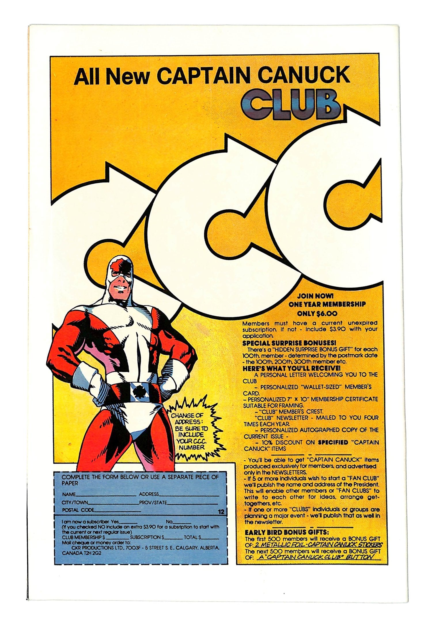 Captain Canuck 1975 #12 Direct ed. - back issue - $10.00