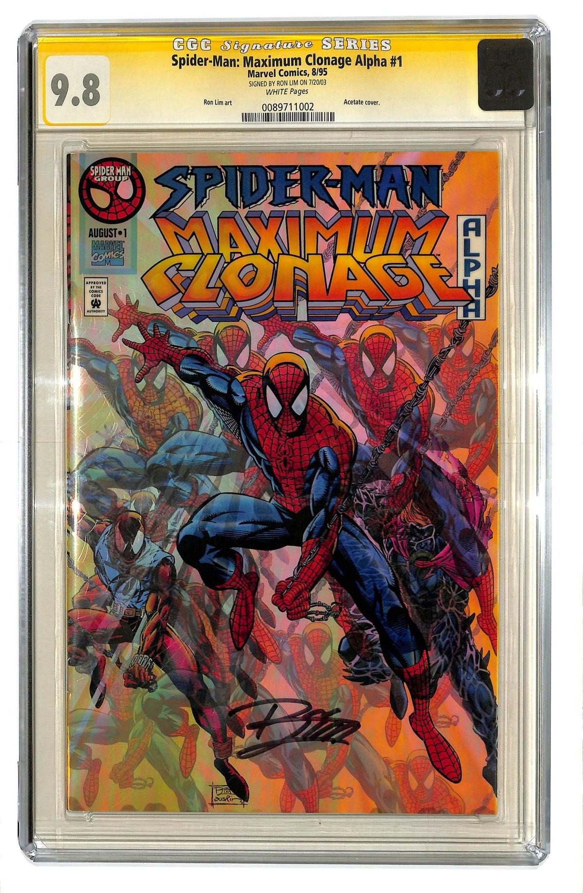 Spider-Man: Maximum Clonage Alpha 1995 #1 Signed by Ron Lim - back issue - $150.00