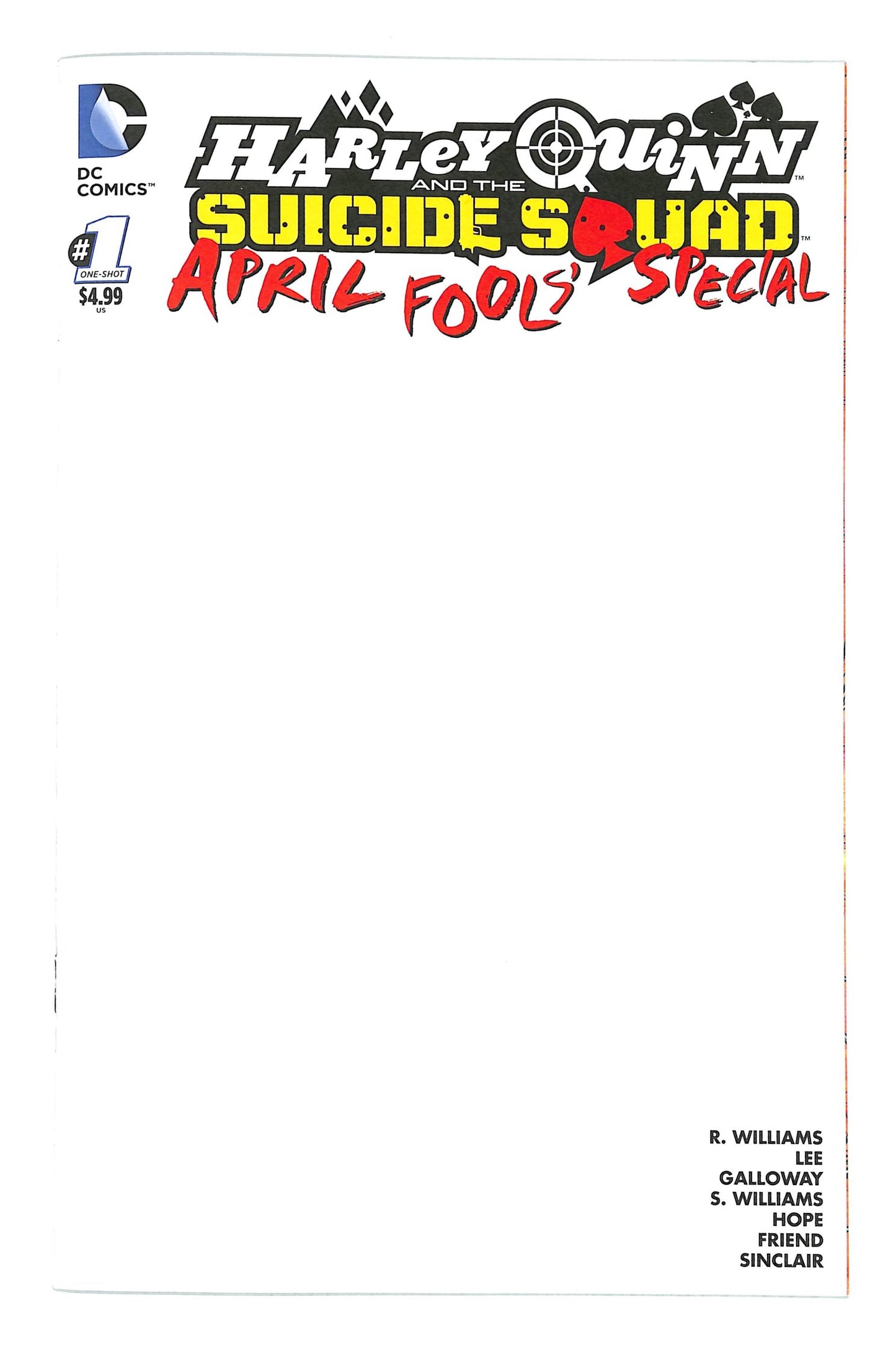 Harley Quinn & the Suicide Squad April Fools' Special 2016 #[nn] Blank Cover - back issue - $15.00
