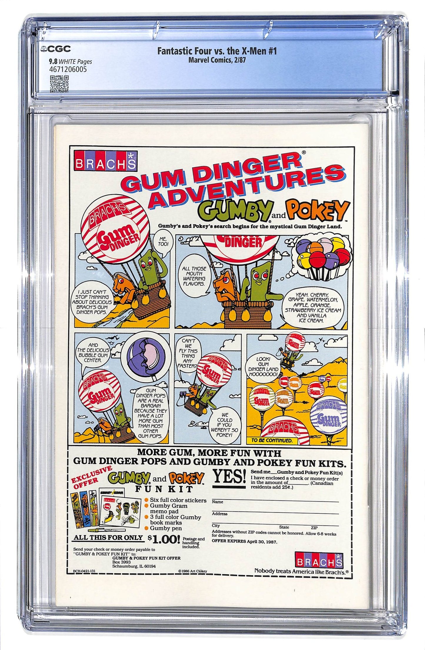 Fantastic Four vs. X-Men 1987 #1 Direct ed. - CGC 9.8 - $85.00