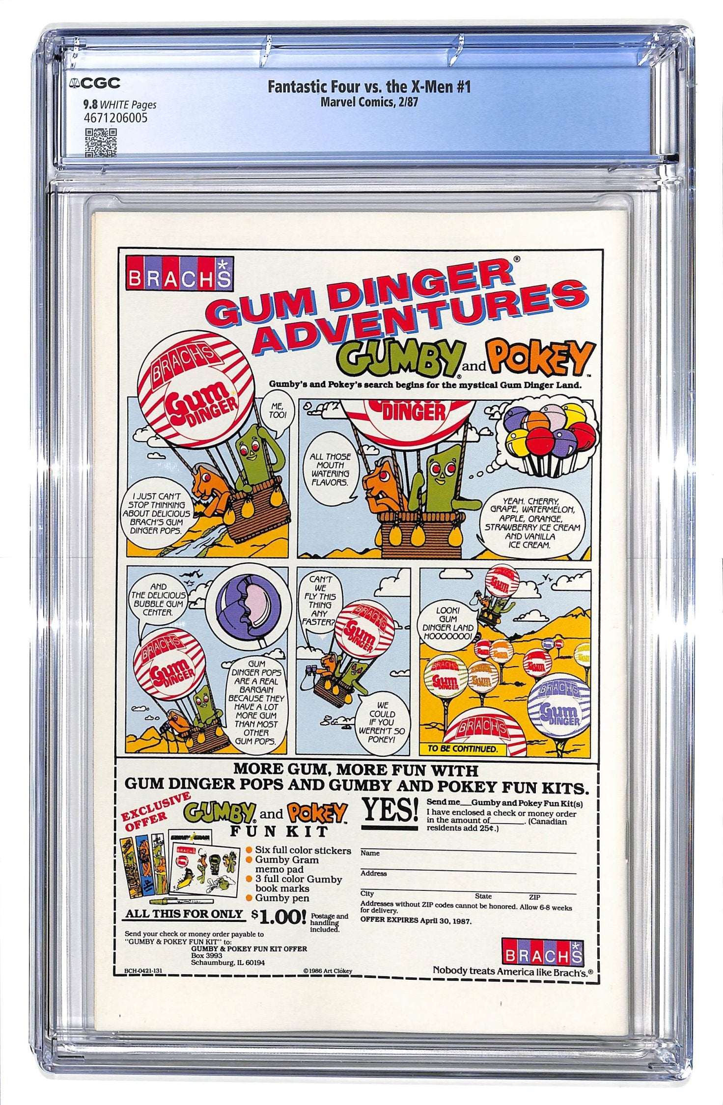 Fantastic Four vs. X-Men 1987 #1 Direct ed. - CGC 9.8 - $85.00