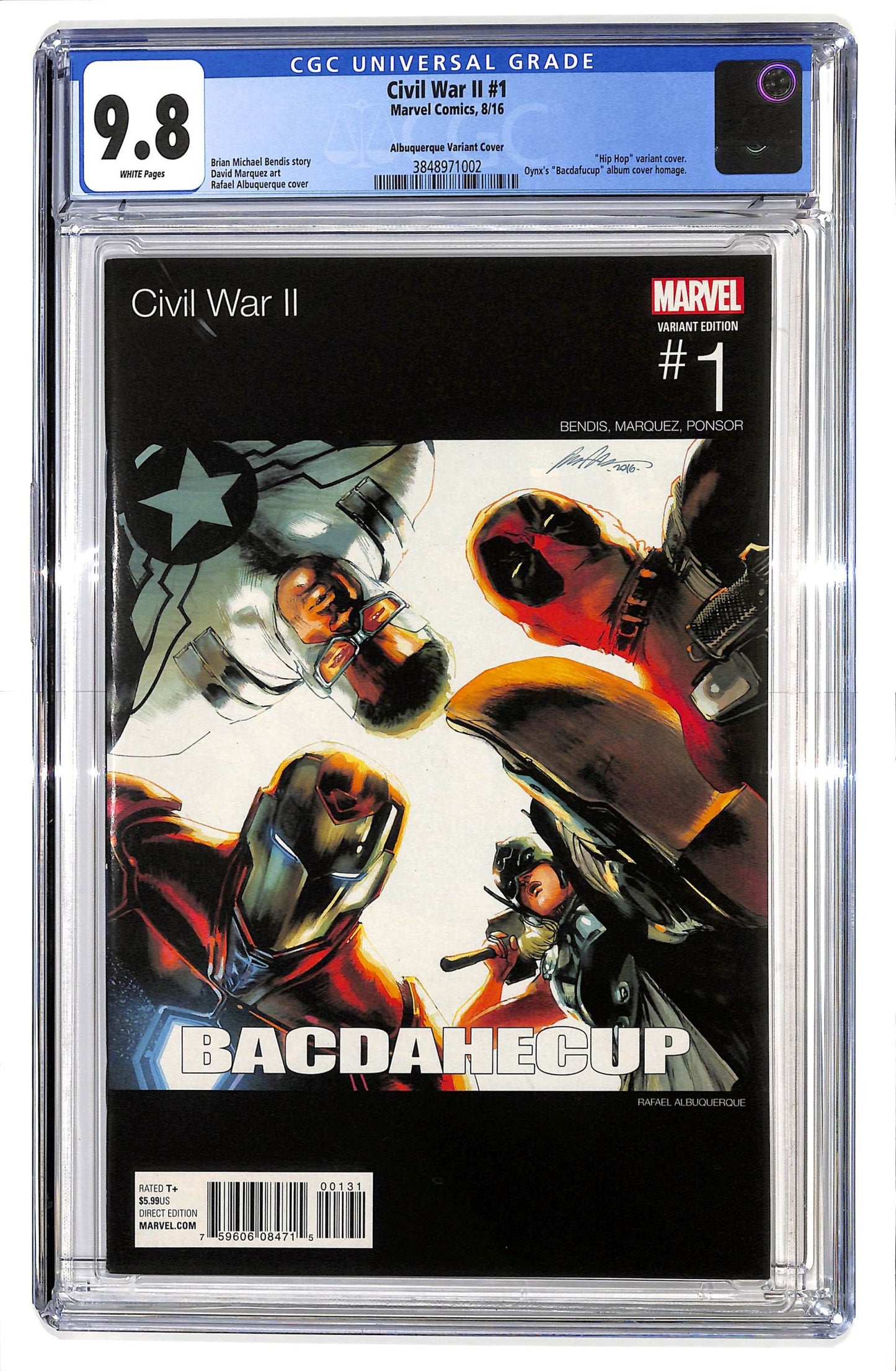Civil War II 2016 #1 Rafael Albuquerque Team Iron Man Hip Hop Variant - CGC 9.8 - $100.00