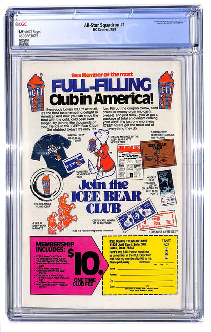 All-Star Squadron 1981 #1 Direct ed. - CGC 9.0 - $55.00