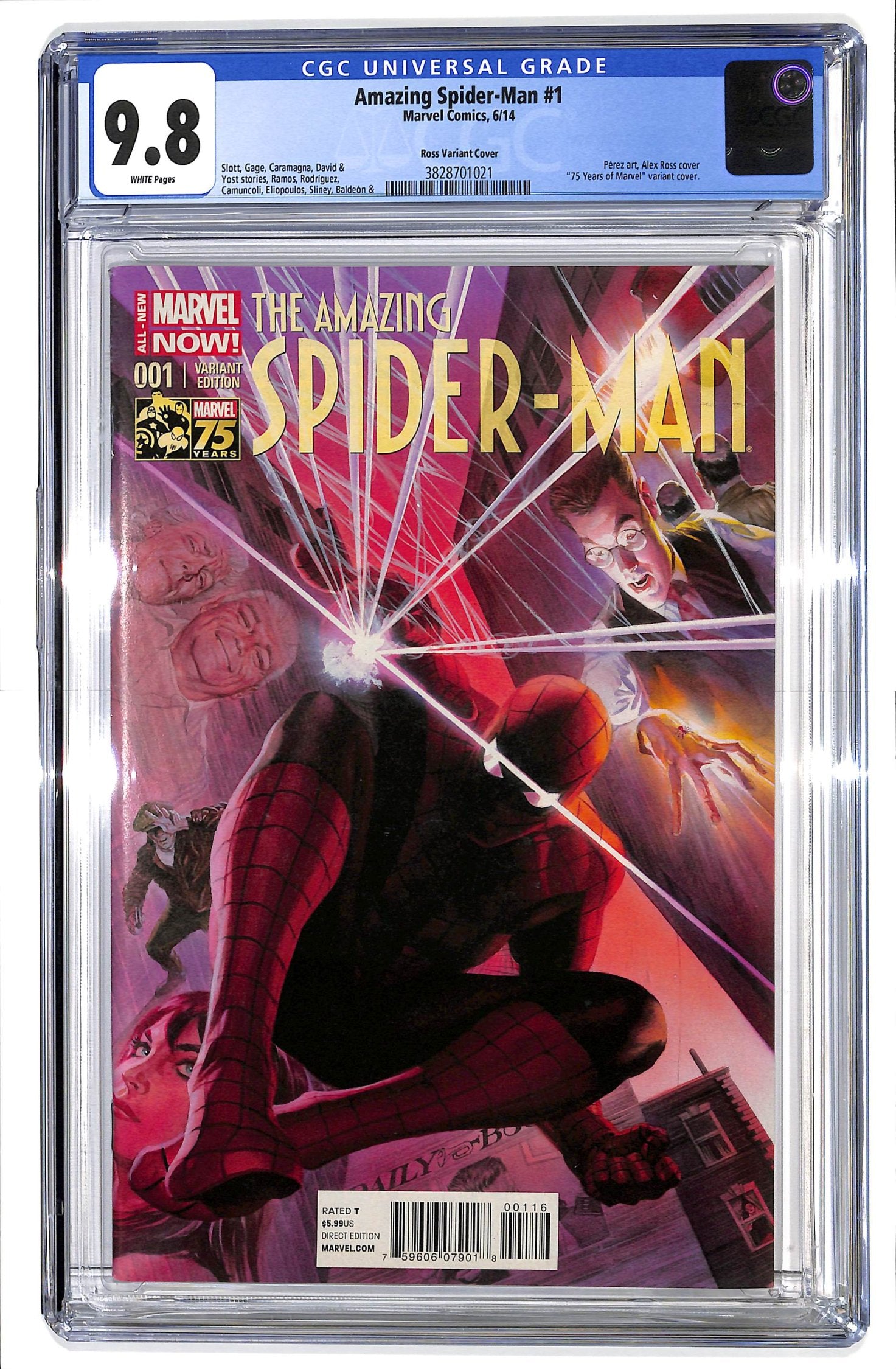 The Amazing Spider-Man 2014 #1 Variant Edition - Marvel 75 Years - Alex Ross Cover - CGC 9.8 - $60.00