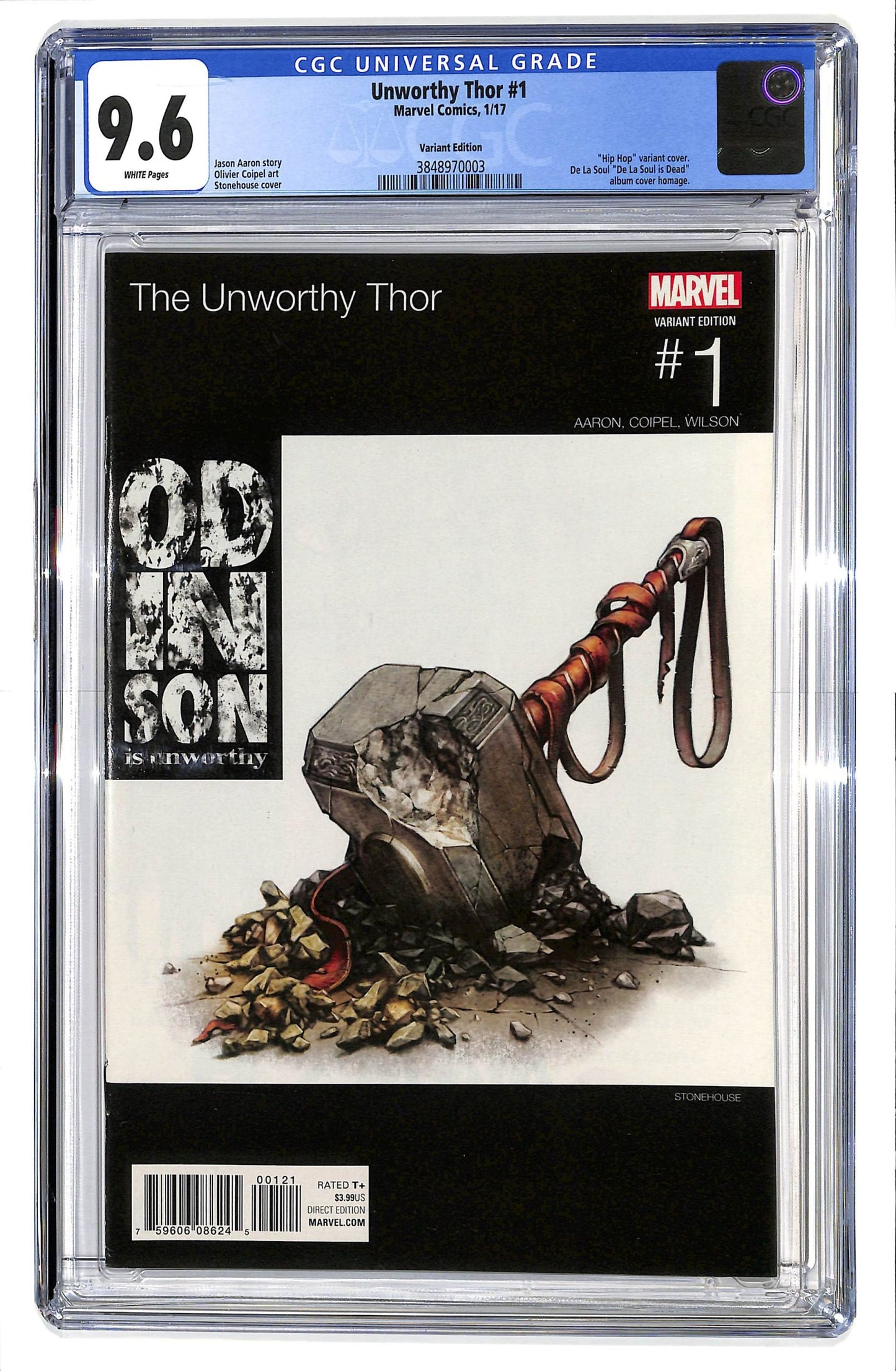 The Unworthy Thor 2017 #1 Incentive Stonehouse Hip Hop Variant - CGC 9.6 - $25.00