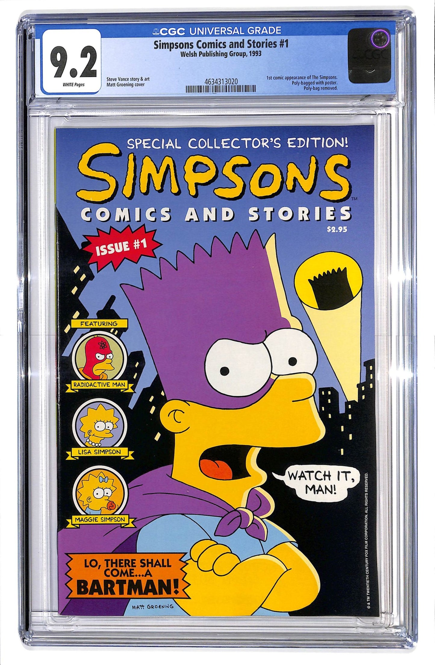 Simpsons Comics and Stories 1993 #1 Direct ed. - CGC 9.2 - $60.00