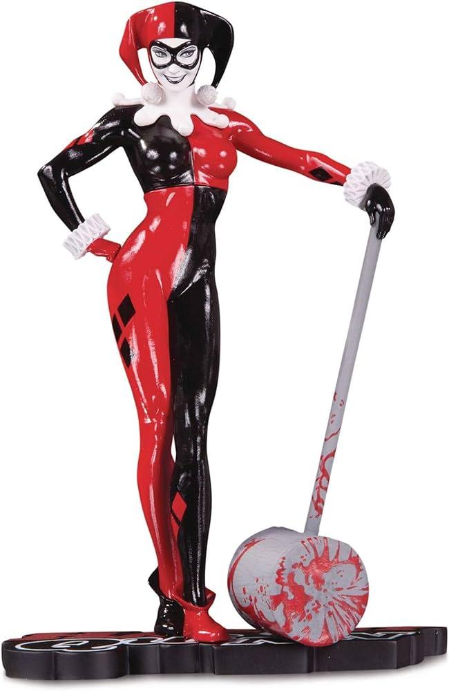 HARLEY QUINN RED WHITE AND BLACK STATUE BY ADAM HUGHES