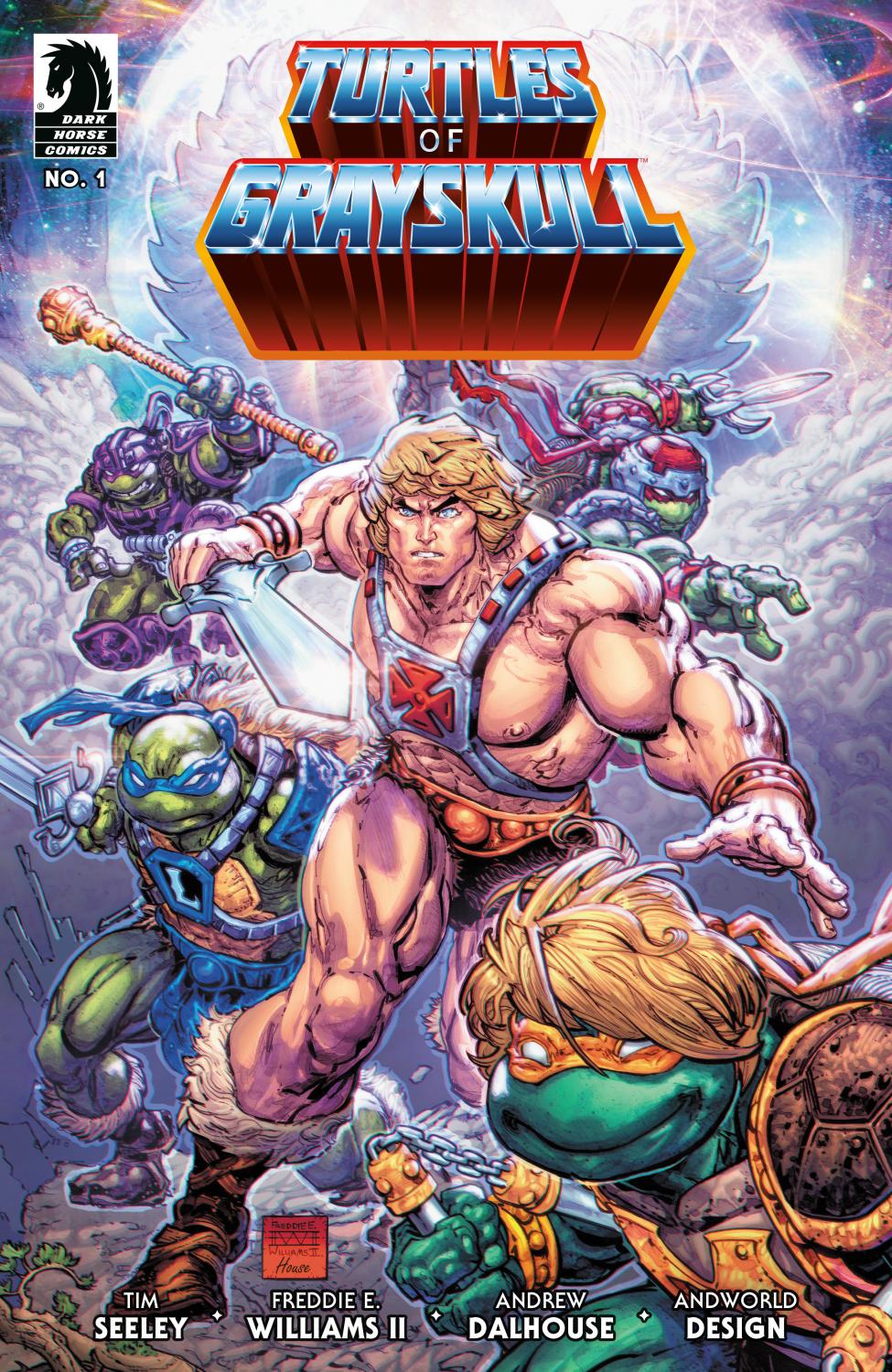 MASTERS OF THE UNIVERSE TEENAGE MUTANT NINJA TURTLES TURTLES OF GRAYSKULL #1 CVR A FREDDIE WILLIAMS II cover image