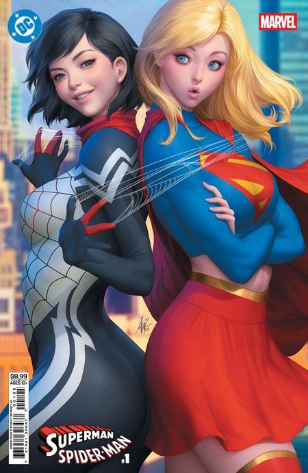 DC MARVEL SUPERMAN SPIDER-MAN #1 ONE SHOT CVR M STANLEY ARTGERM LAU SUPERGIRL & SILK CARD STOCK VAR