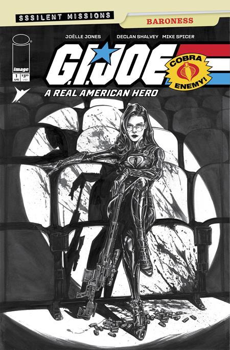 GI JOE A REAL AMERICAN HERO SSSILENT MISSIONS BARONESS #1 ONE SHOT CVR C INC 1:10 JOELLE JONES B&W VAR