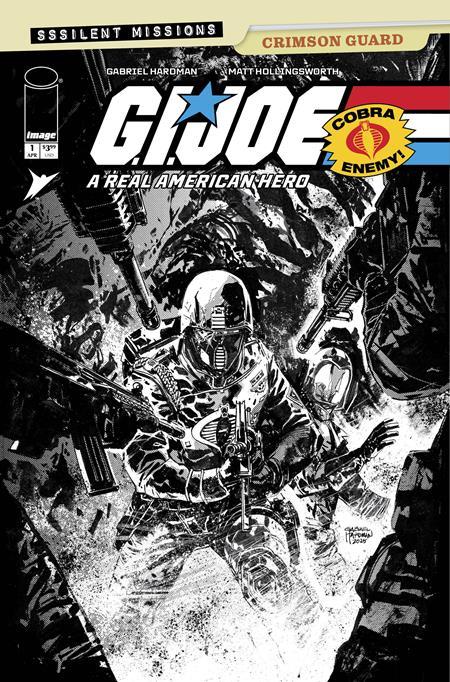 GI JOE A REAL AMERICAN HERO SSSILENT MISSIONS CRIMSON GUARD #1 ONE SHOT CVR C INC 1:10 GABRIEL HARDMAN B&W VAR