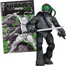 TMNT 5IN FIGURE WITH COMIC BLACK WHITE & GREEN LEONARDO