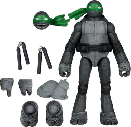 TMNT 5IN FIGURE WITH COMIC BLACK WHITE & GREEN MICHELANGELO
