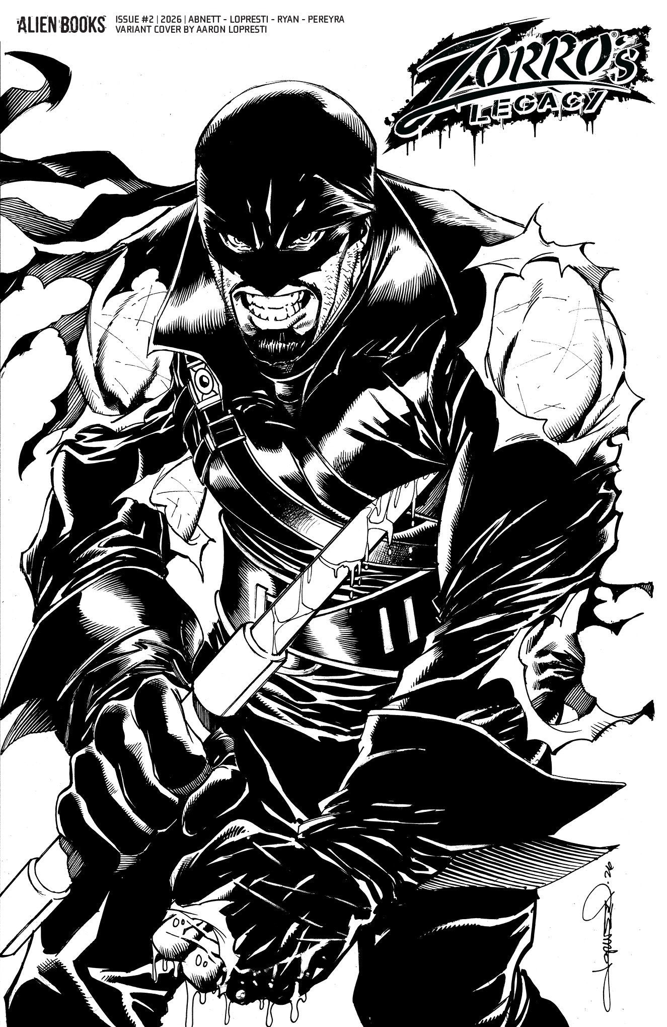 ZORROS LEGACY #2 VAR D LOPRESTI BW CVR D