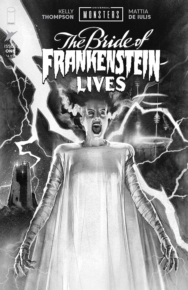 UNIVERSAL MONSTERS THE BRIDE OF FRANKENSTEIN LIVES #1 1:25 INCV JOSHUA MIDDLETON B&W CLASSIC HORROR VAR (OF 4)