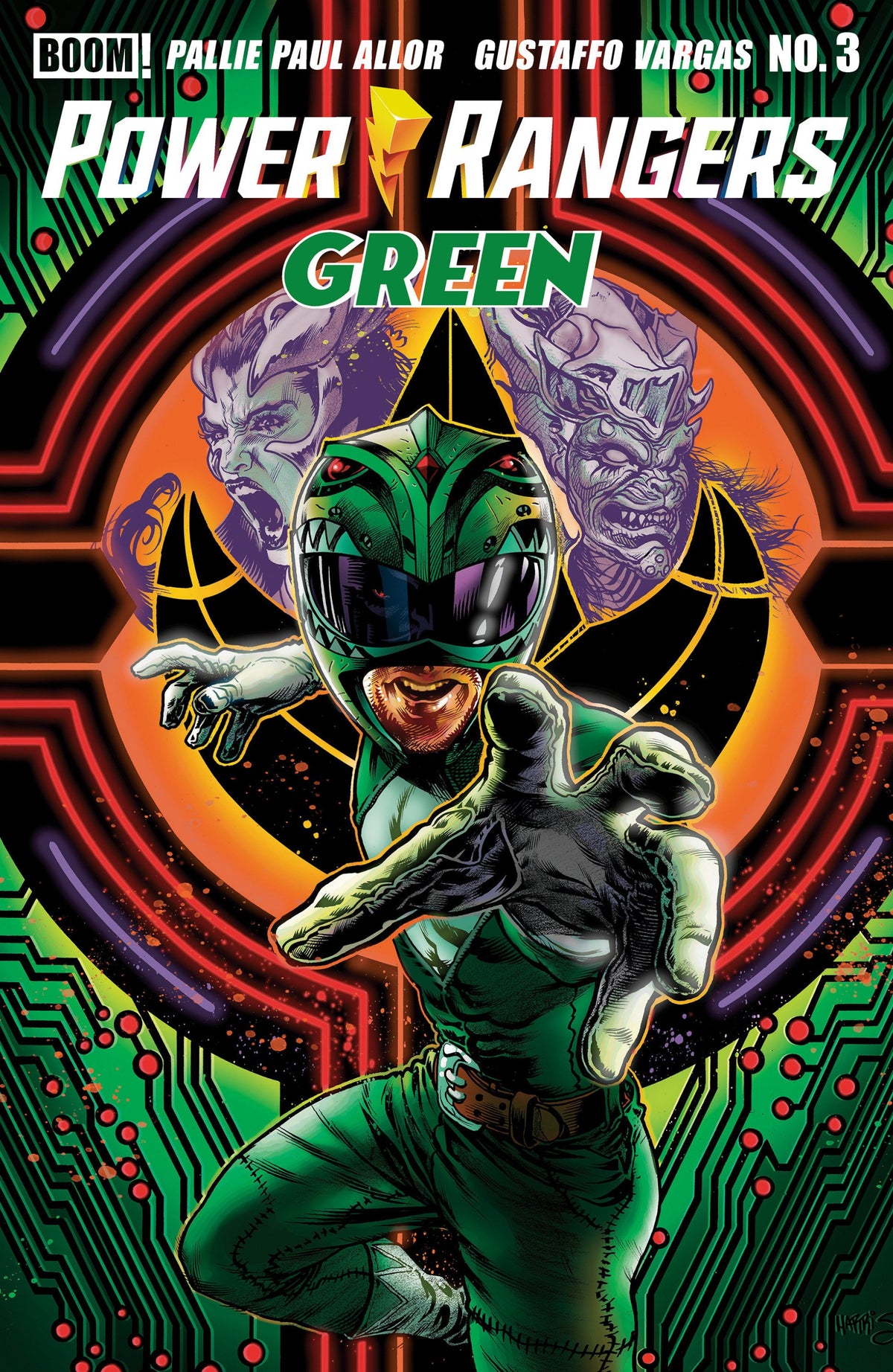 POWER RANGERS GREEN #3 A MAIN DRESSED HARRIS CVR A