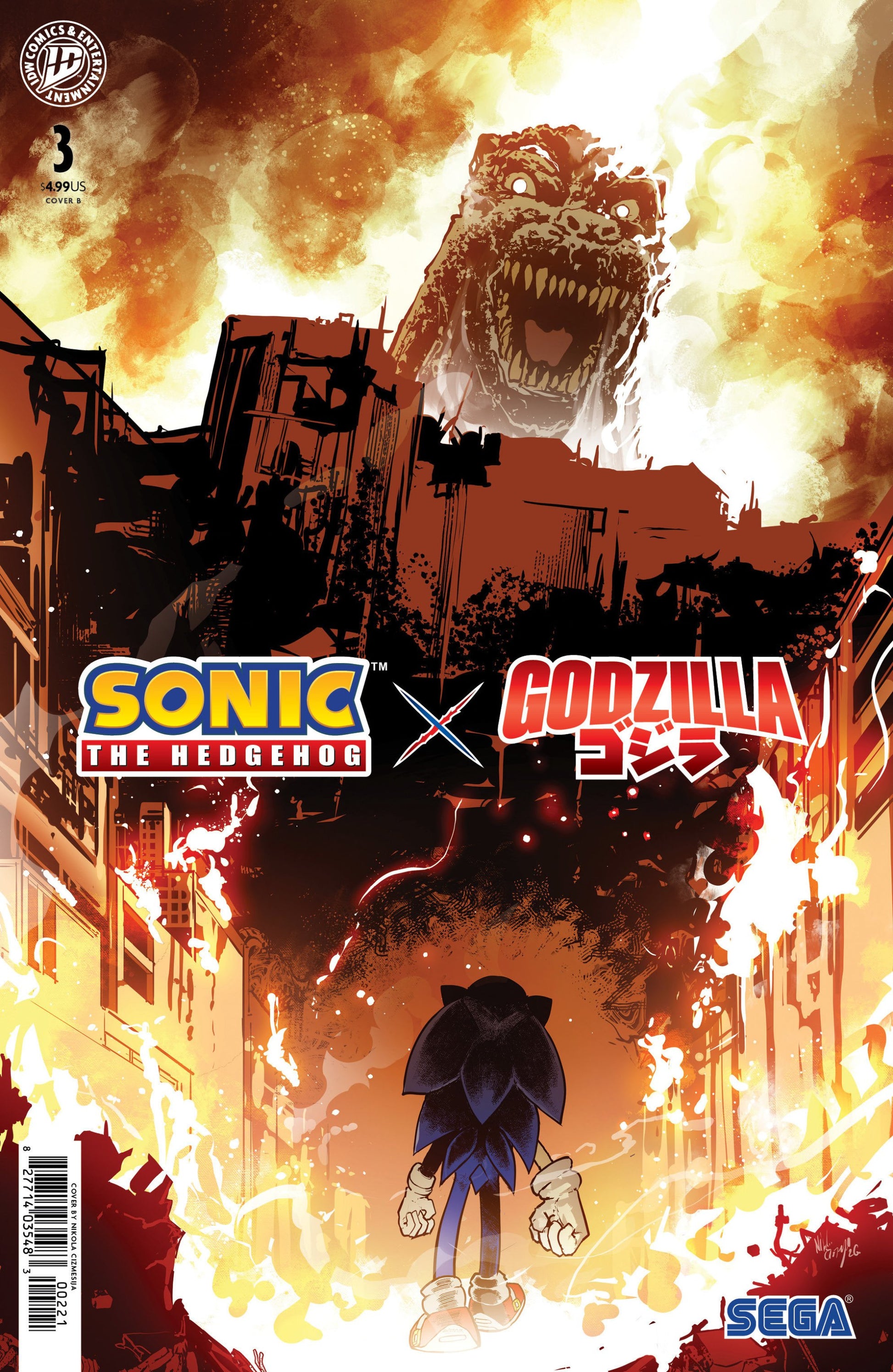 SONIC THE HEDGEHOG X GODZILLA #3 VAR B CIZMESIJA CVR B
