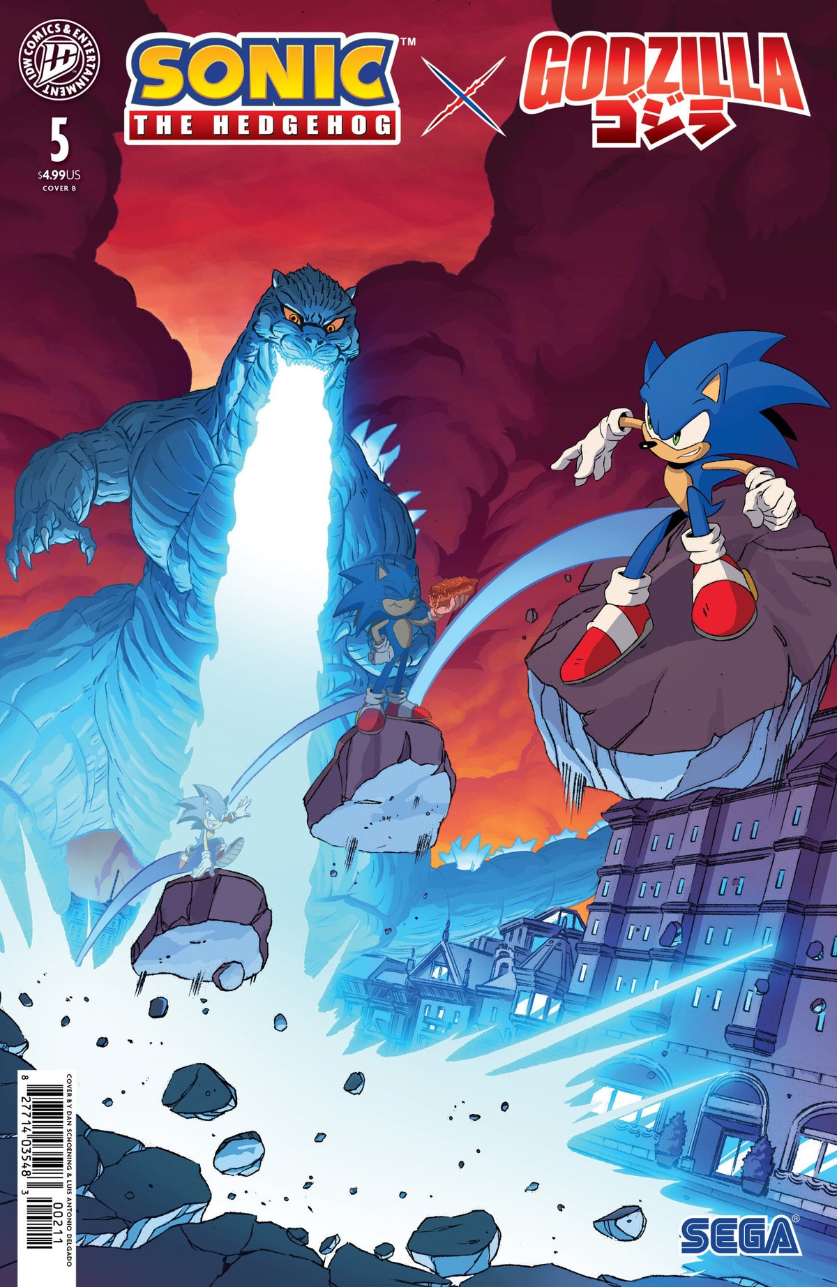 SONIC THE HEDGEHOG X GODZILLA #5 CVR B SCHOENING VAR