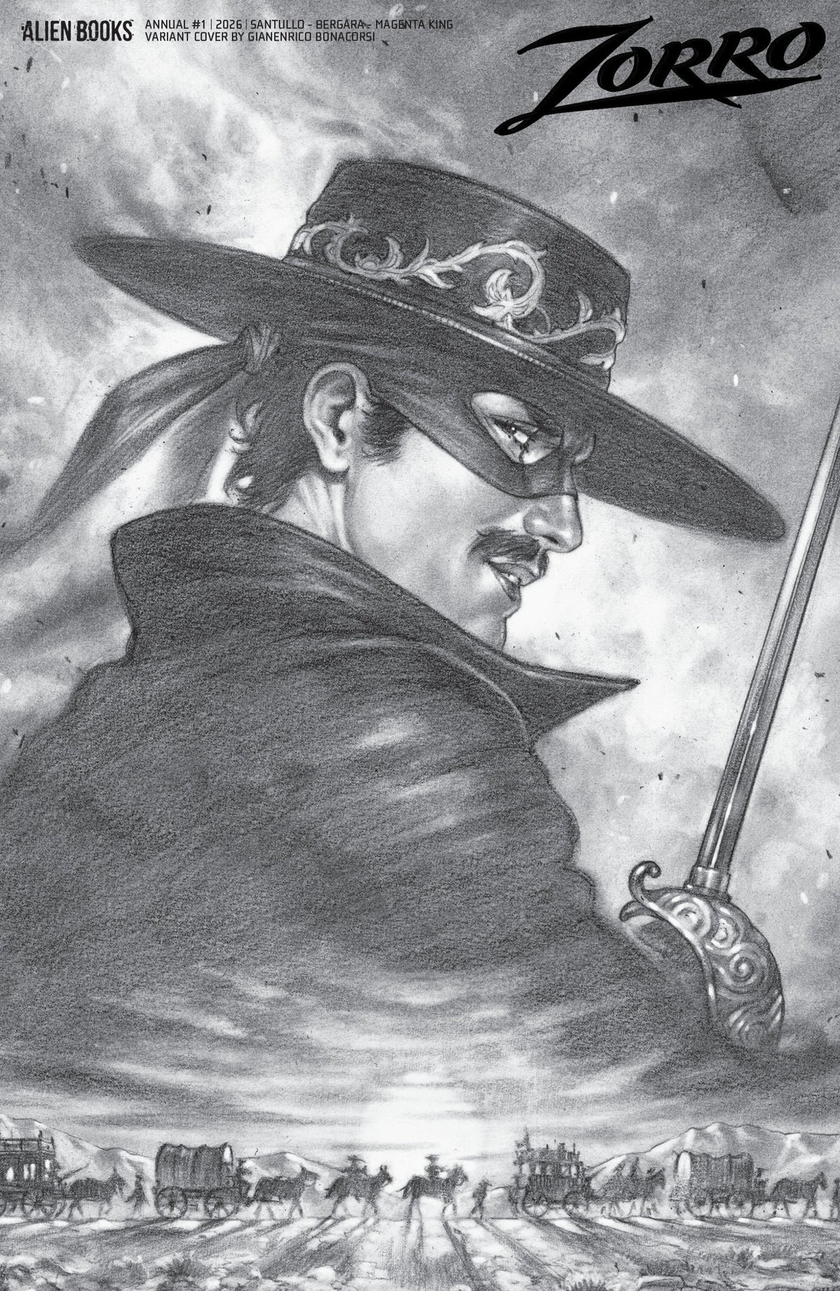 ZORRO ANNUAL #1 CVR D BONACORSI BW VAR
