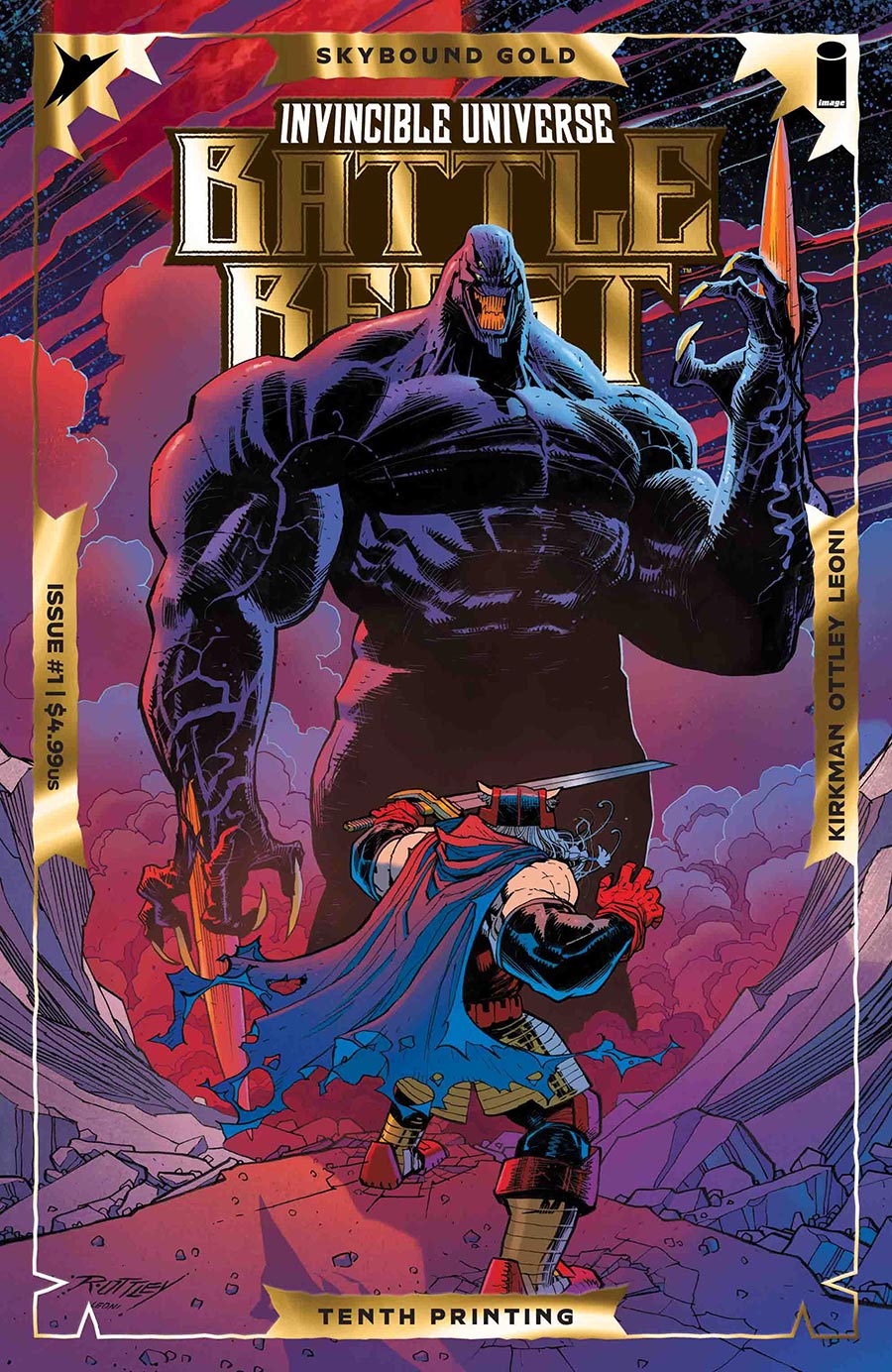 INVINCIBLE UNIVERSE BATTLE BEAST #1 10TH PRINTING CVR B RYAN OTTLEY & ANNALISA LEONI EMBOSS & GOLD FOIL VAR