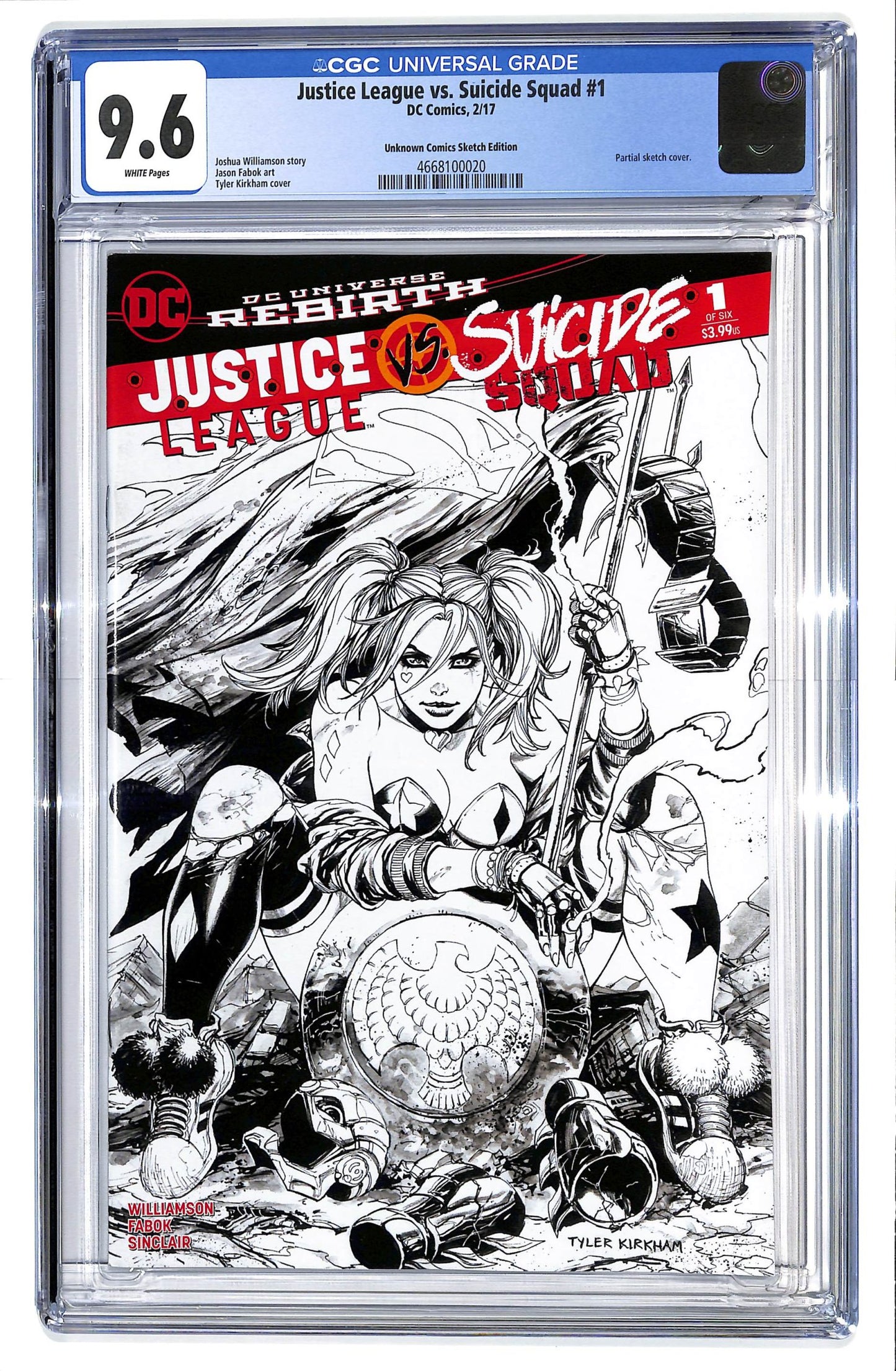 Justice League vs. Suicide Squad 2017 #1 Unknown Comics Tyler Kirkham Black and White Cover - CGC 9.6 - $35.00