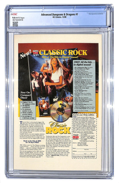 Advanced Dungeons & Dragons Comic Book 1988 #1 Direct ed. - CGC 9.8 - $165.00