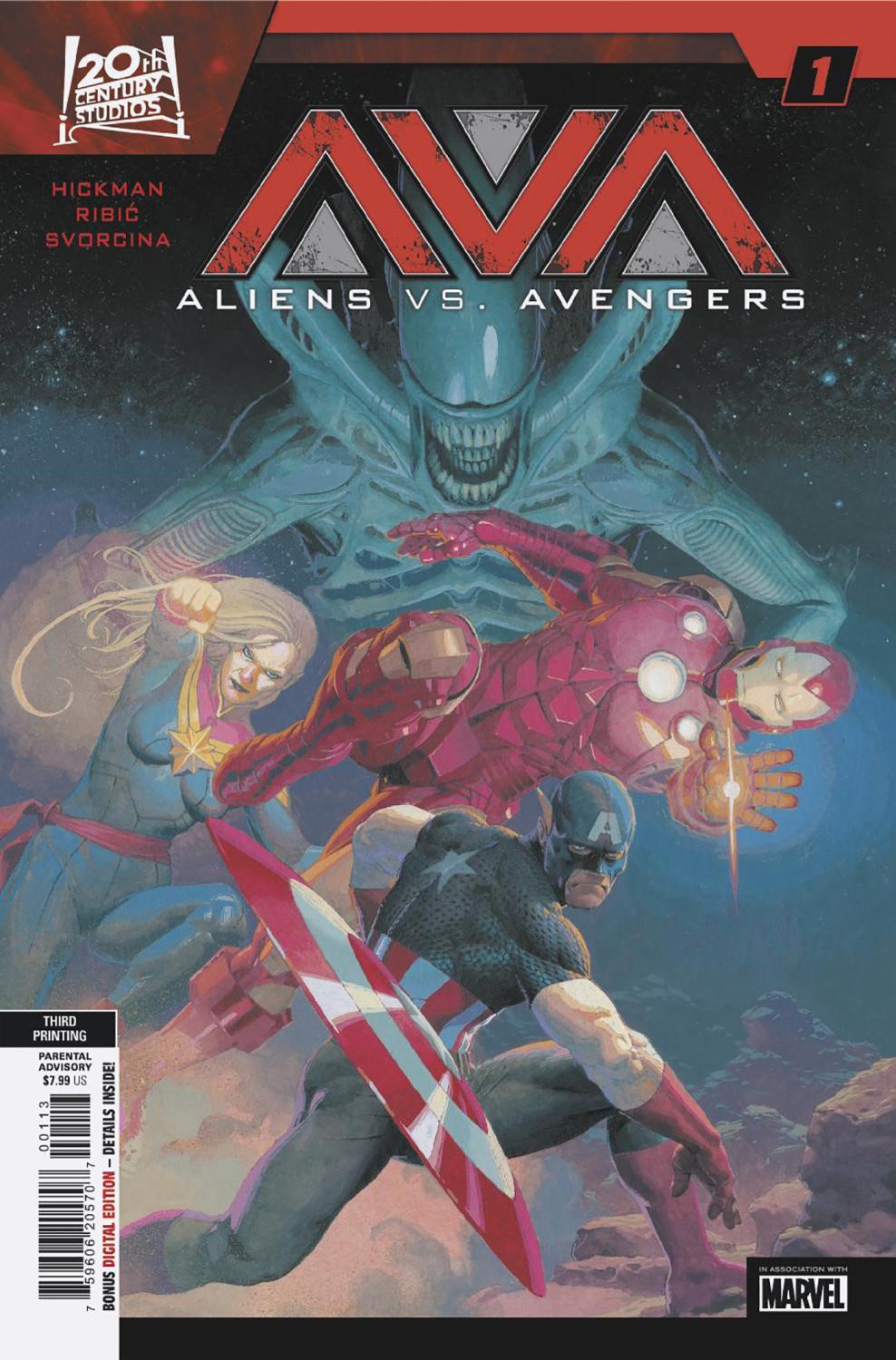 ALIENS VS AVENGERS #1 ESAD RIBIC 3RD PRINTING VAR CVR A